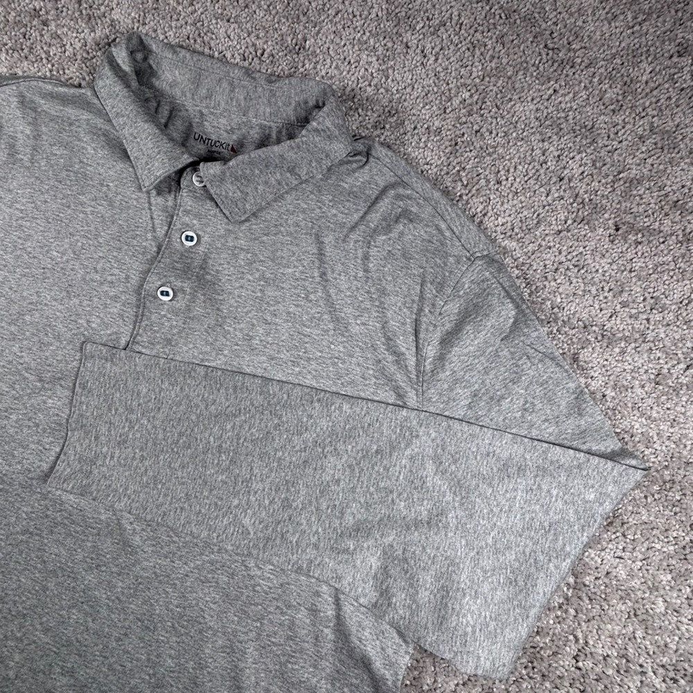 UNTUCKit Mens XL Gray Long‎ Sleeve Button Polo Shirt Casual Top